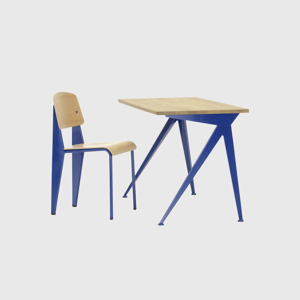 Compas Direction Desk, Bleu Marcoule, Natural Oak
